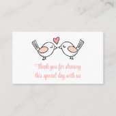 Carte De Placement Inséparables mignons Merci rose Lovebirds Mariage (Devant)