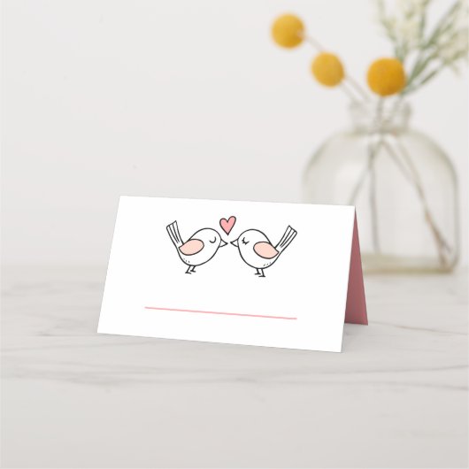Carte De Placement Inséparables Pink White Garden Lovebirds Mariage (Devant)