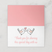 Carte De Placement Inséparables Pink White Lovebirds Merci Mariage (Extérieur déplié)