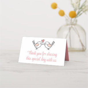 Carte De Placement Inséparables Pink White Lovebirds Merci Mariage