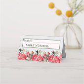 Carte De Placement Intemporel Floral Blush Red Green Classic Mariage (Devant)
