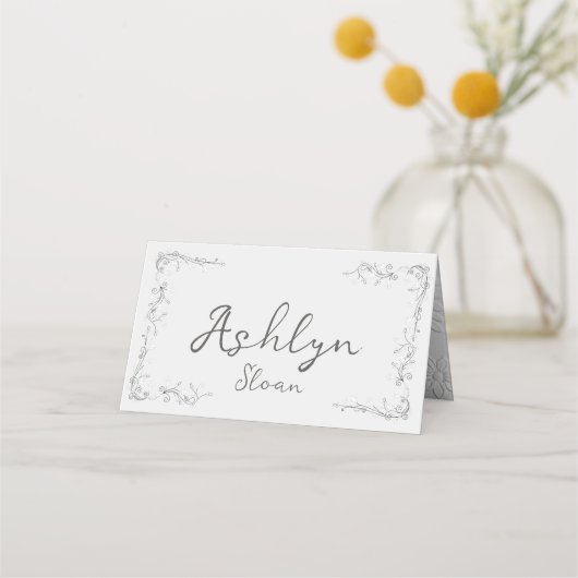 Carte De Placement Invité de mariage à l'écriture manuscrite fantaisi (Devant)