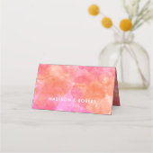 Carte De Placement Invité Mariage Abstrait couleur orange rose gras (Dos)