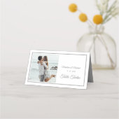 Carte De Placement Invités Elegant Photo Argent Mariage Numéro de tab (Dos)