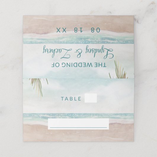 Carte De Placement Island Breeze Beach Mariage de siège Numéro de tab (Extérieur déplié)