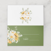 Carte De Placement IVANA Elegant Mariage Fleur Jaune & Blanc (Extérieur déplié)