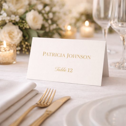 Carte De Placement Ivory and Gold 50th Anniversary Folded Place Card