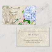 Carte De Placement Jardin anglais, bleu et rose Hydrangeas aquarelle (Devant / Derrière)