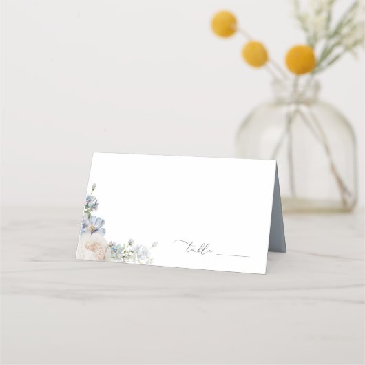 Carte De Placement Jardin bleu Dusty Mariage Floral (Devant)