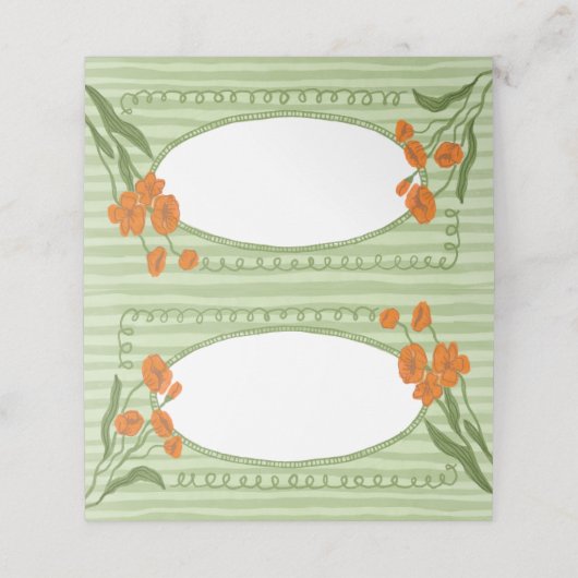 Carte De Placement Jardin de charme Whimsical Green Orange (Extérieur déplié)