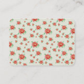 Carte De Placement Jardin de roses rouges vintage romantiques (Dos)