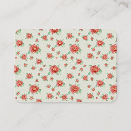 Carte De Placement Jardin de roses rouges vintage romantiques (Devant)
