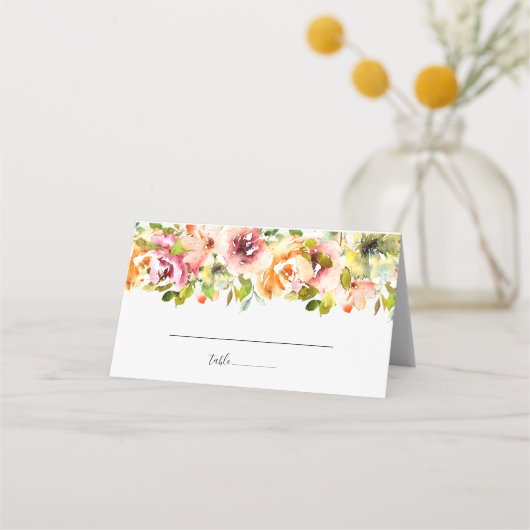 Carte De Placement Jardin d'été Aquarelle Florale Mariage Carte Place (Devant)