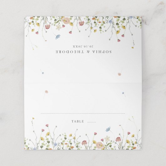 Carte De Placement Jardin Fleur sauvage de printemps Floral minimalis (Extérieur déplié)