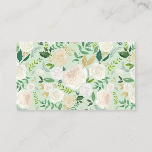 Carte De Placement Jardin fleuri d'ivoire doux avec Mariage vert (Dos)