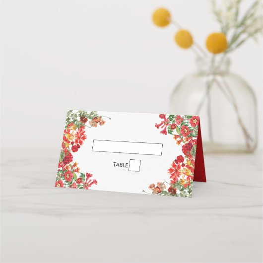 Carte De Placement Jardin Floral Rouge Mariage de fleurs botaniques (Devant)
