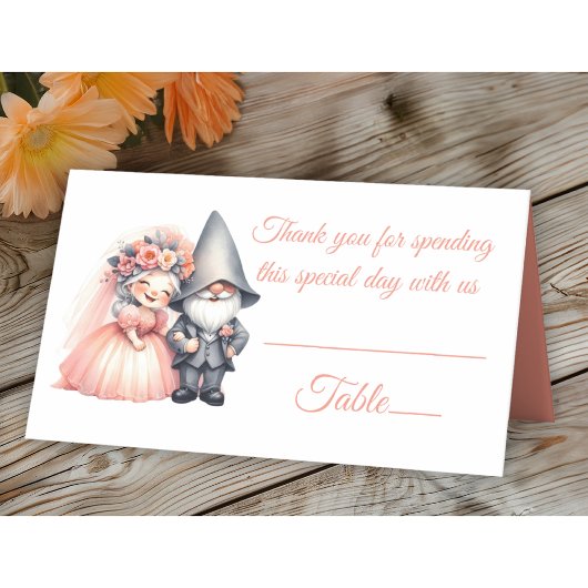 Carte De Placement Jardin Gnome Bois Orange Mariage Table Escort