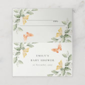 Carte De Placement Jardin Jaune mignon Baby shower de Papillons (Extérieur déplié)