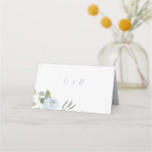 Carte De Placement Jardin romantique mariage floral bleu poussiéreux (Dos)