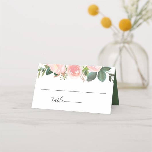 Carte De Placement Jardin rose pâle Mariage Floral (Devant)