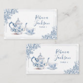 Carte De Placement Jardin victorien bleu foncé L'après-midi Thé (Devant / Derrière)