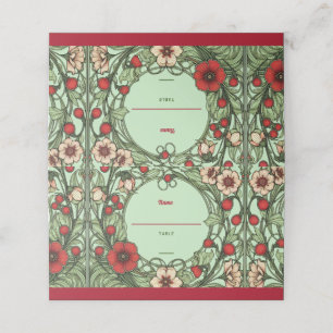 Carte De Placement Jardin vintage Art Nouveau Place pliée Carte