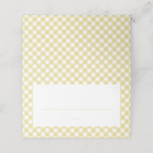 Carte De Placement Jaune en vichy mignon baby shower neutre simple (Extérieur déplié)