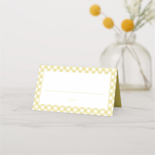 Carte De Placement Jaune en vichy mignon baby shower neutre simple