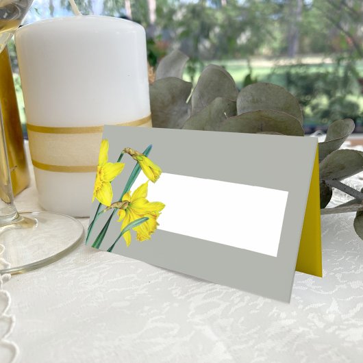 Carte De Placement Jaune jonquille de mariage de printemps gris