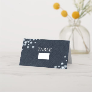 Carte De Placement Jean Bleu Denim & Diamants Numéro de Table de Repa