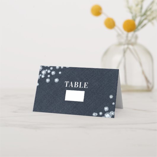 Carte De Placement Jean Bleu Denim & Diamants Plan de table par numér (Devant)