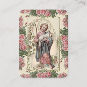 Carte De Placement Jésus Bon Pasteur Prière religieuse Vintage