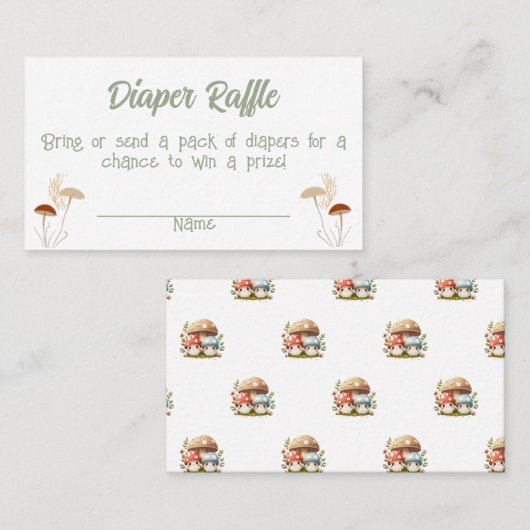 Carte De Placement JEU DE RAFFLE DIAPER DE Champignons (Devant / Derrière)