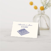 Carte De Placement Jeu d'échecs bleu Chessboard Place Carte d'escorte (Devant)