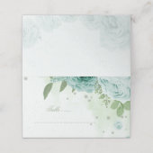 Carte De Placement joli bleu fleurs vert feuille botanique (Extérieur déplié)