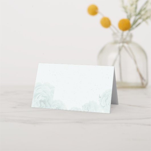 Carte De Placement joli bleu fleurs vert feuille botanique (Dos)