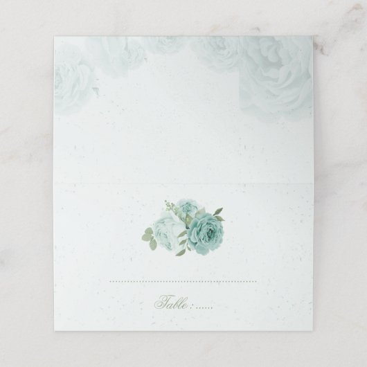 Carte De Placement joli bleu fleurs vert feuille botanique place c (Extérieur déplié)