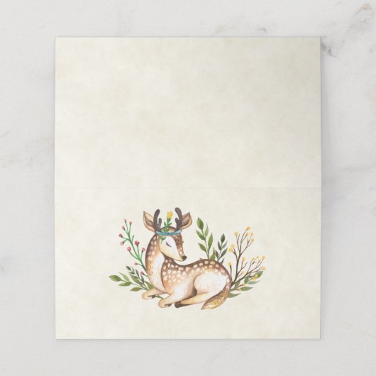 Carte De Placement Joli Cerf Aquarellé Posé En Bas Boho (Extérieur déplié)