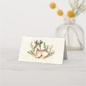 Carte De Placement Joli Cerf Aquarellé Posé En Bas Boho (Devant)