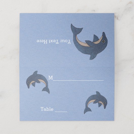 Carte De Placement Joli dauphins Bleu Jumping Stomachs Blancs (Extérieur déplié)