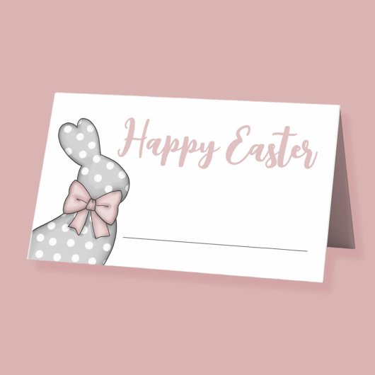 Carte De Placement Joli Lapin Rose Joyeuses Pâques