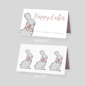 Carte De Placement Joli Lapin Rose Joyeuses Pâques