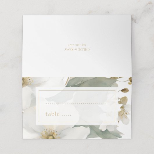 Carte De Placement Joli Mariage de feuillage floral (Extérieur déplié)