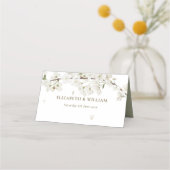 Carte De Placement Joli Mariage Floral Blancs (Dos)