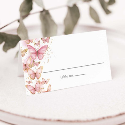 Carte De Placement Joli Papillons rose doux 16 Quince Anniversaire