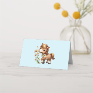 Carte De Placement Joli poney mangeant des pâquerettes