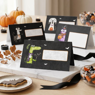 Carte De Placement Jolie fête Halloween aquarelle effrayante