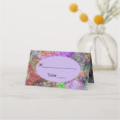 Carte De Placement Jolies couleurs violet rose jaune vert rayé (Devant)