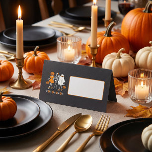 Carte De Placement Jolies Filles d'Halloween Squelette Fantôme Citrou