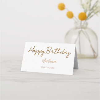 Carte De Placement joyeux anniversaire nom date marron violet pastel 